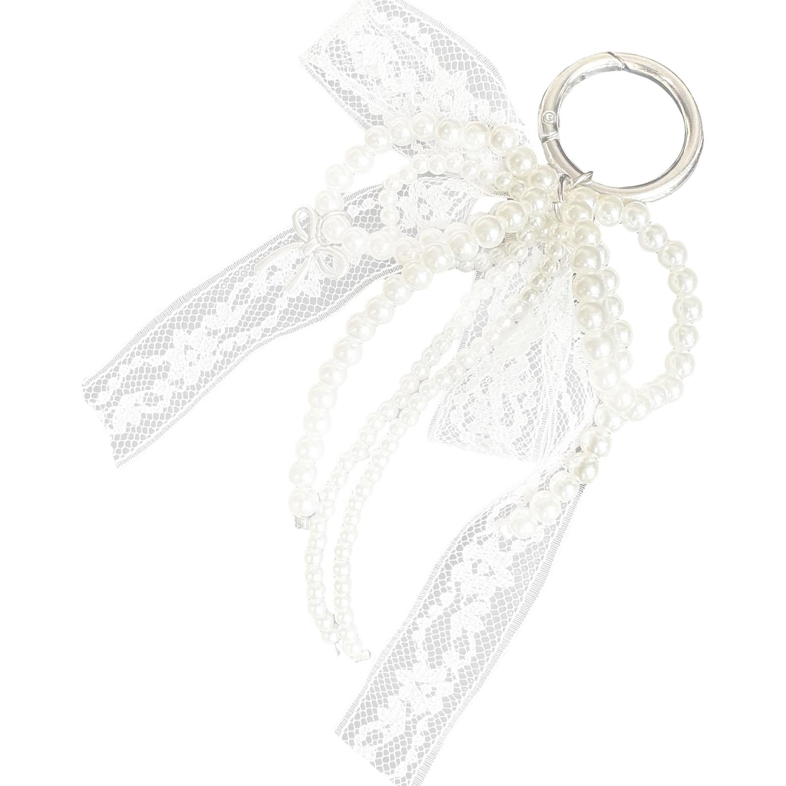 

Unique Bowknot with Pearls and Lace Decorative Lace Bowknot Hanging Ornament Featuring Pearls For Elegant Interior білий