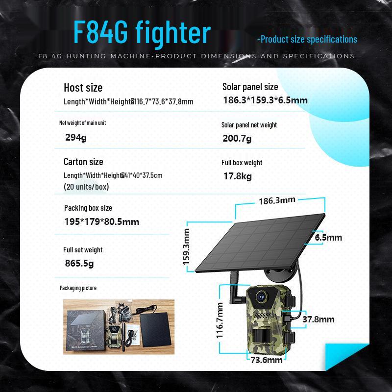 F9 Solar-Powered HD Hunting Camera with Infrared, Long Battery, 4G LTE, Remote eSIM Dual-Mode