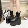 Fashion New 13CM Platform Boots Casual Outdoor Shoes Chunky Simple Lace Up Design Ankle Boots Cool Nightclub Party Black Shoes 35-43