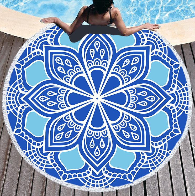 Mikrofaser Marmor Abstraktes Muster Strandtuch Rund Groß Aquarell Treibsand Yoga Handtuch Mit Quaste Strandmatte Decke Abdeckung
