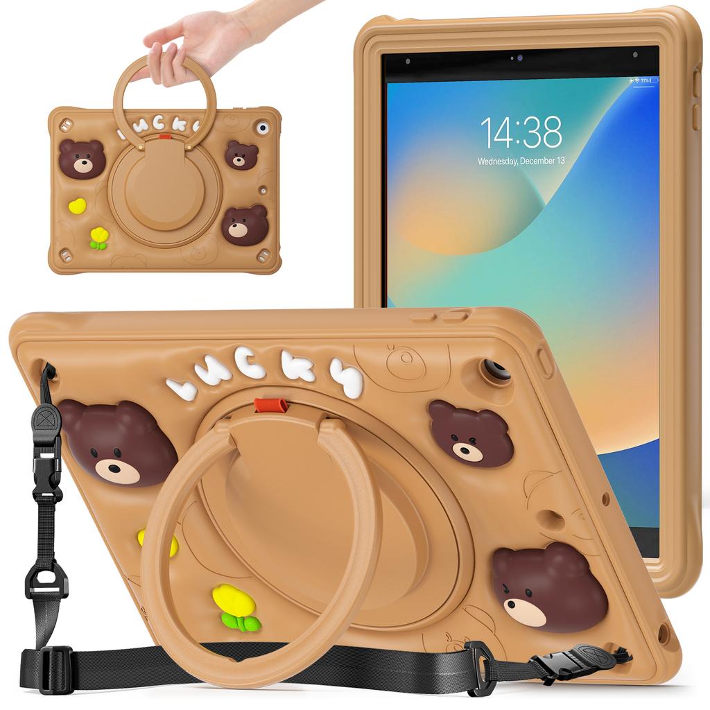 Handle Grip Case for IPad 10.2 2019 2020 2021 7th 8th 9th Generation 360 Rotating Stand Heavy Duty Cover Kids Cute Cartoon Funda
