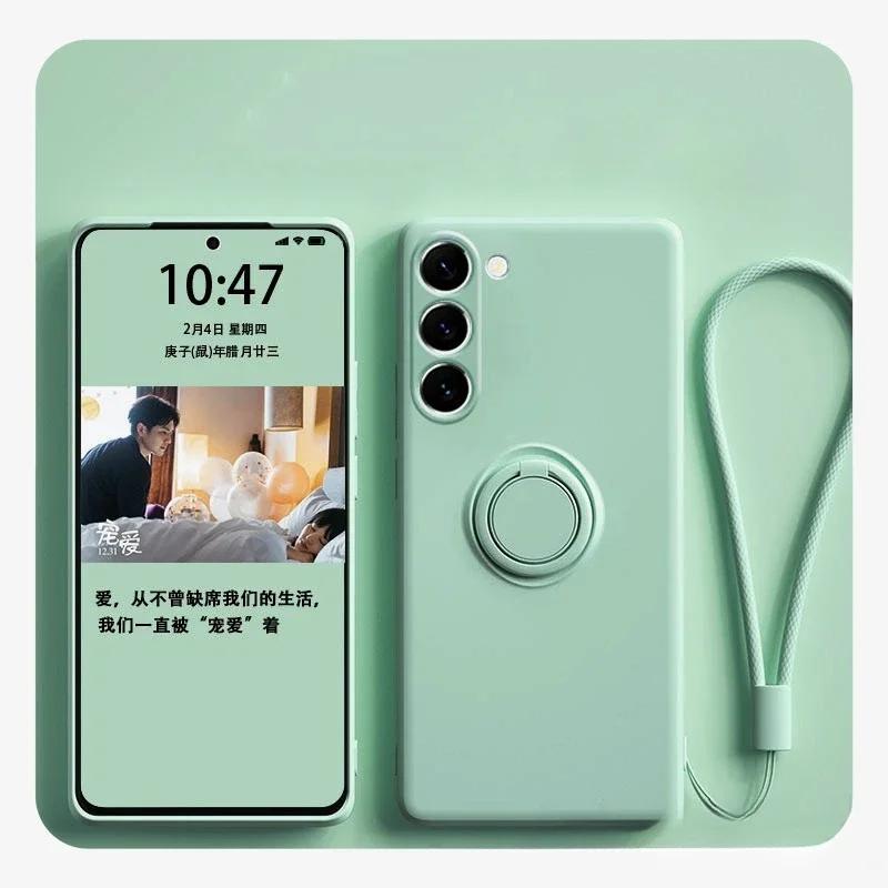 Liquid Silicone Phone Cases For Samsung A56 A16 A36 A26 A55 A15 A35 A54 A34 A14 A53 A52S Magnetic Ring Holder Cover With Lanyard