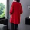 New Retro Embroidered T-shirt Women's Loose Long-sleeved Mid-length Slimming Bottoming Top