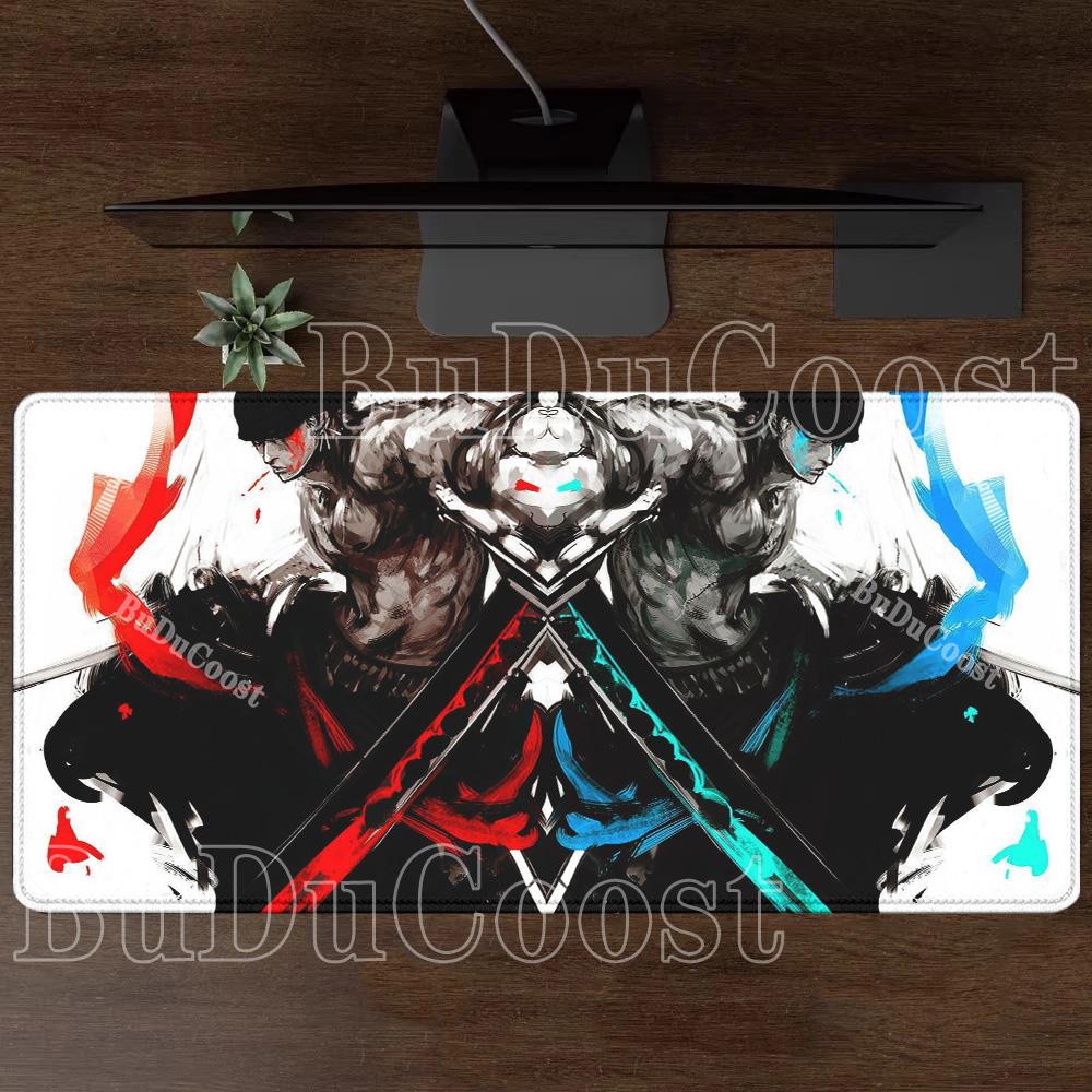 Anime Mouse Pad Roronoa Zoro One Piece Computer HD printing Gaming Mousepad PC Keyboard Carpet Non-Slip Office esports Desk Mat