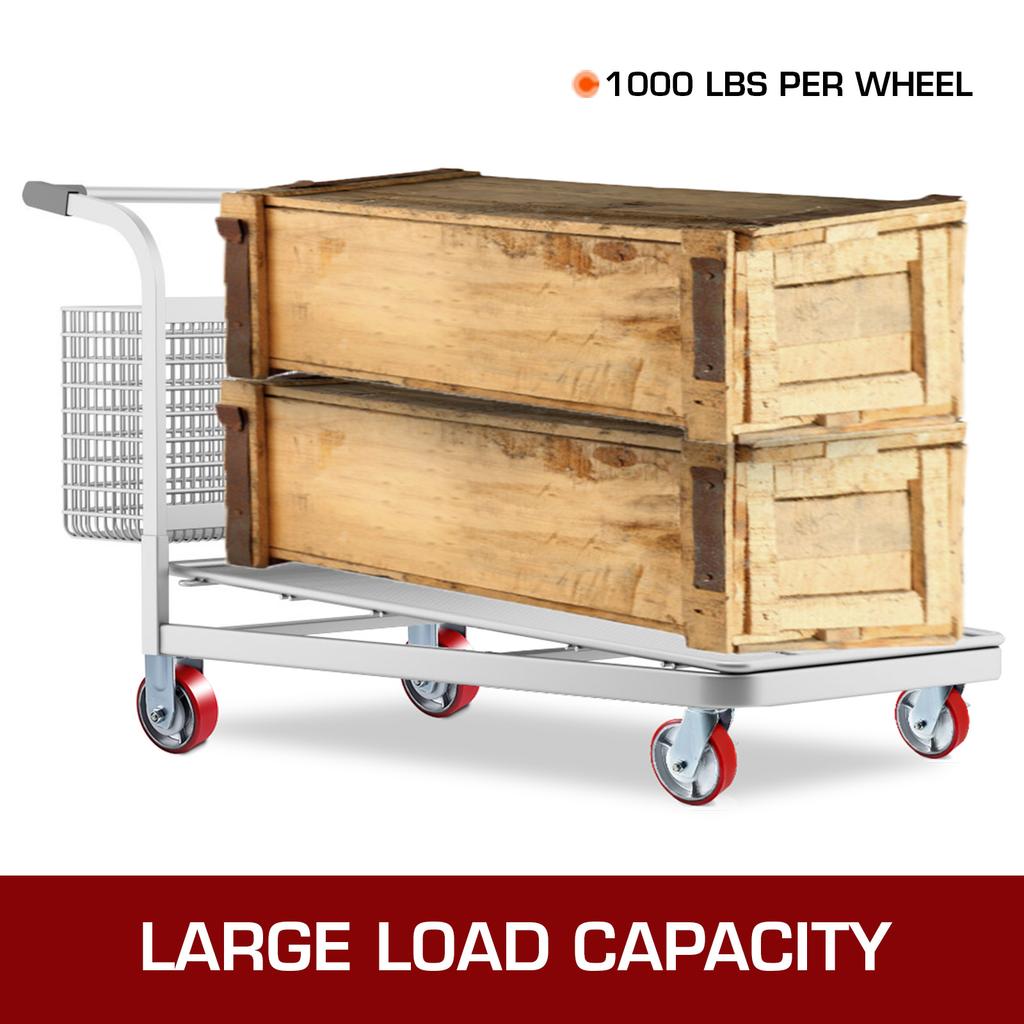 SucceBuy 4 Pack 6" X 2" Heavy Duty Iron Core Polyurethane 2 Rigid and 2 Swivel Casters Side Brake 1000LBS Capacity Per Wheel