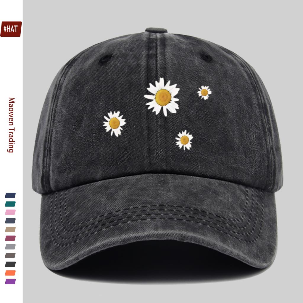 Pc Little Daisy Print Baseball Cap Trucker Sun Hat Comfortable and Lightweight Papa Hat Mom and Dad Beach Party Decorative H
