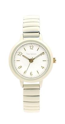 Tea Spoon Accordion Watch Ivory E00523S-5 Wristwatch,