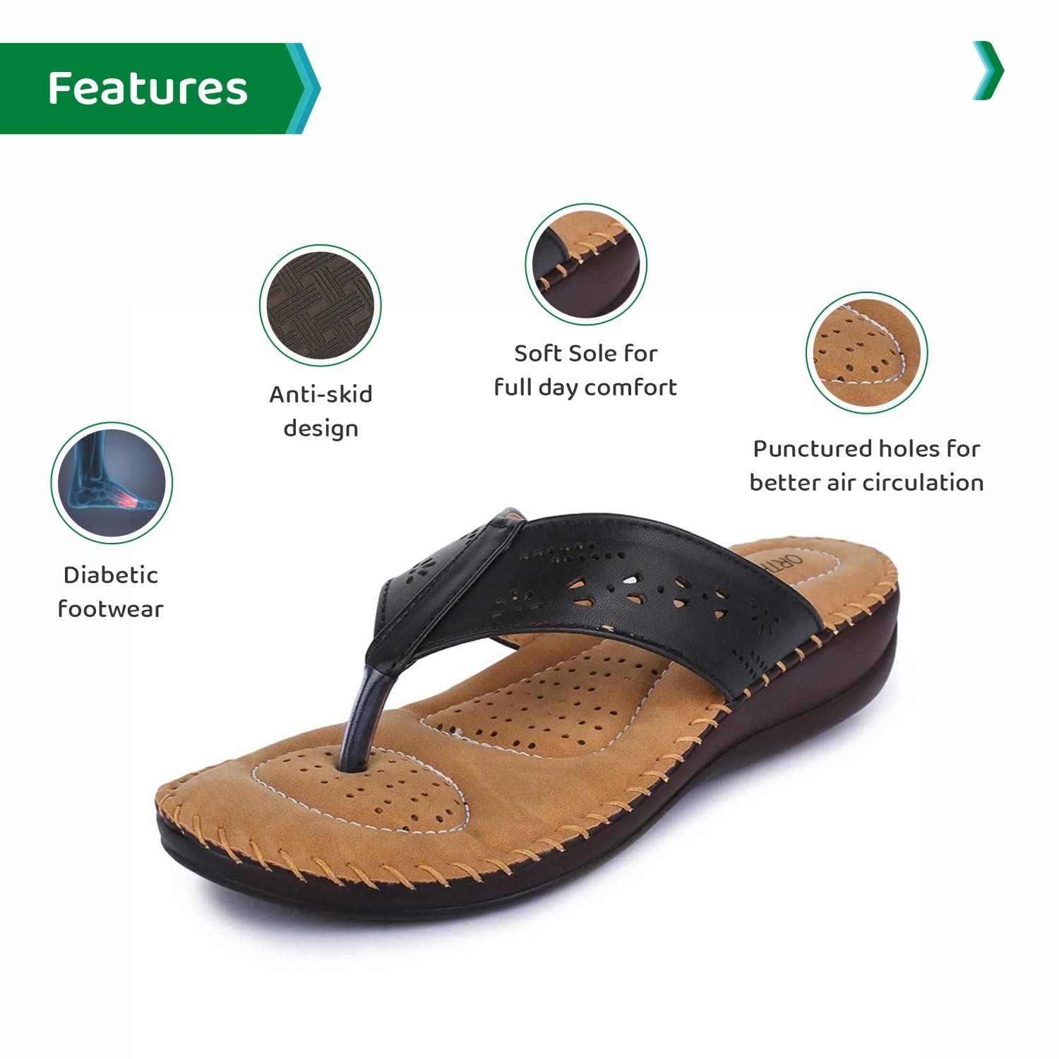 Ortho Joy Extra Soft Doctor Ortho Slippers For Men - 4Uk 4 UK