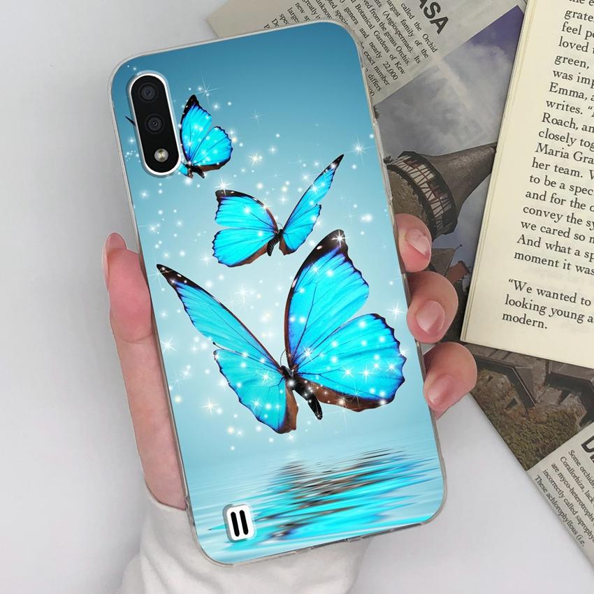 Clear Phone Cases For Samsung C7 M31 M01 M10 F13 A9 Elegant Blue Butterfly Patterns Ultra Thin Silicone Anti Drop Soft Back Covers For Samsung Housing