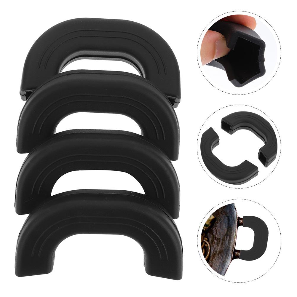 4 Pcs Griddle Pot Earrings Silicone Hot Handle Covers Non-slip Sleeves Stew Black