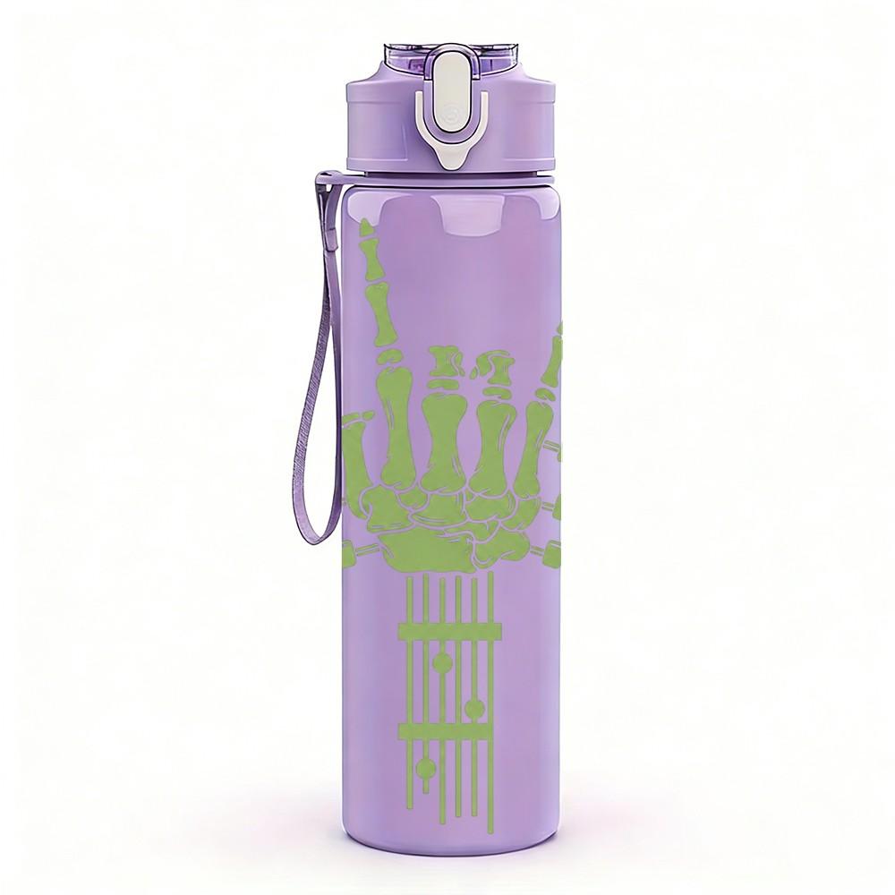 1PC Skeleton Hand Gesture 750ml Color Plastic Sports Water Bottle Leakproof Flip Straw Lid Suitable for Sports Office Home Use