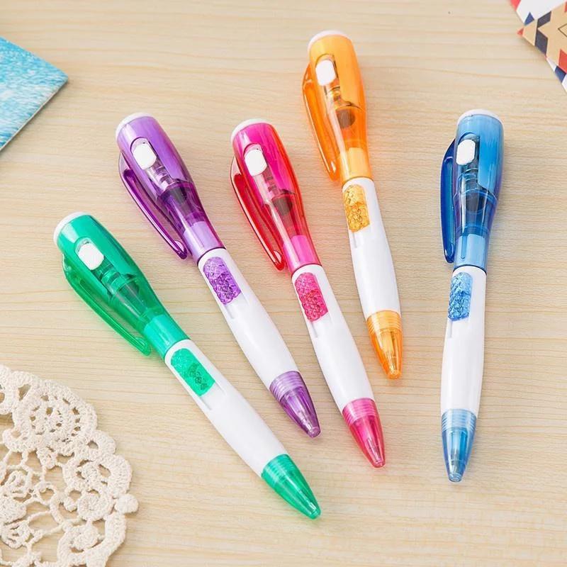 5pcs/lot Cute Novelty Ballpoint Pen Stationery LED Light Ballpoint Pen School Supplies Random Colors