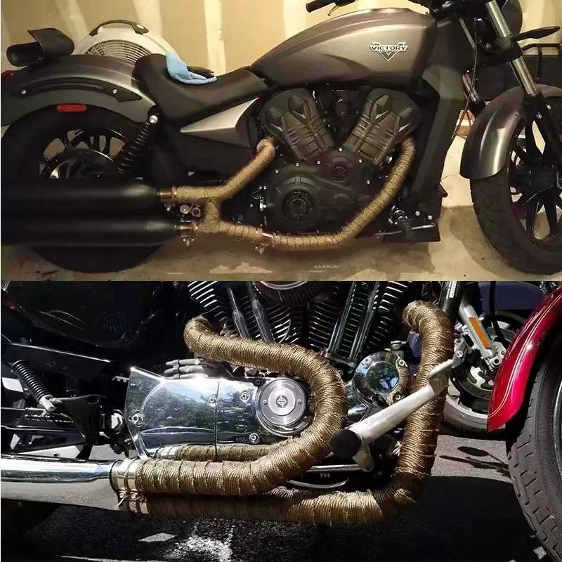 1 Roll Motorcycle Exhaust Thermal Tape Sports Muffler Wrap 2.5cmX5M Heat Shield Resistant Heat with Stainless Ties Dirt Bike Car