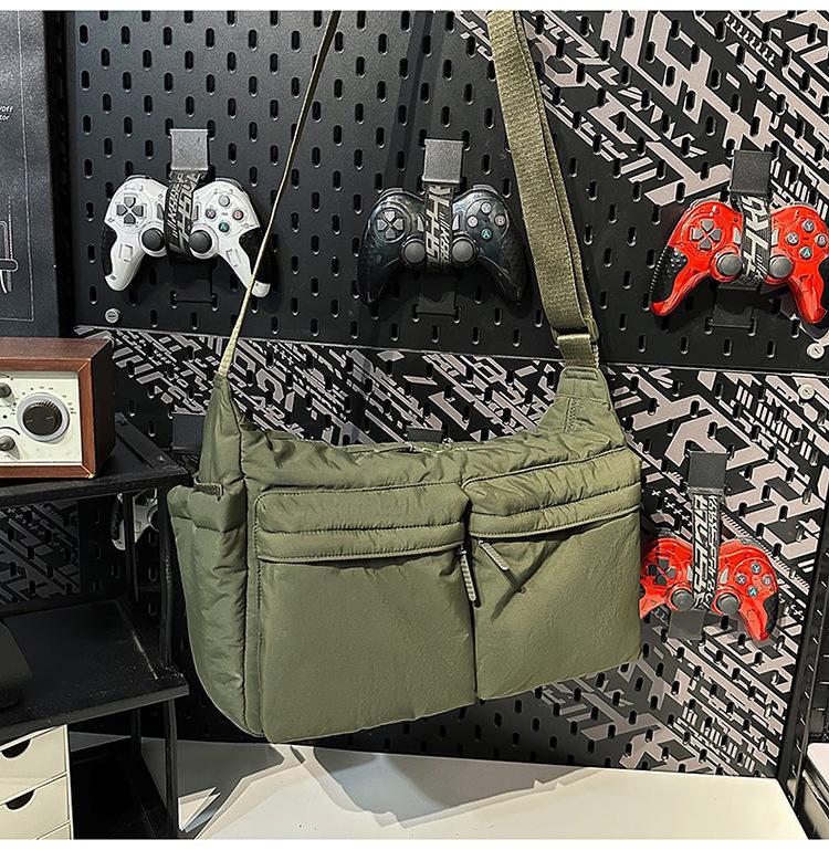 Unisex Large Capacity Multi-Pocket Crossbody Tote - Water-Repellent Workwear Style Shoulder Bag
