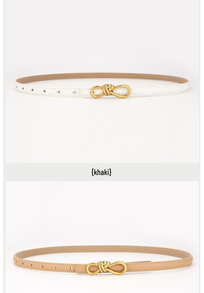 2025 Women's Versatile Genuine Leather Bowknot Waist Cinch - Thin Decorative Belt for Skirts and Shirts