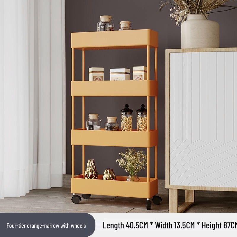Compact Movable Multi-Layer Storage Rack for Snacks - Simple Floor-Standing Home Shelf