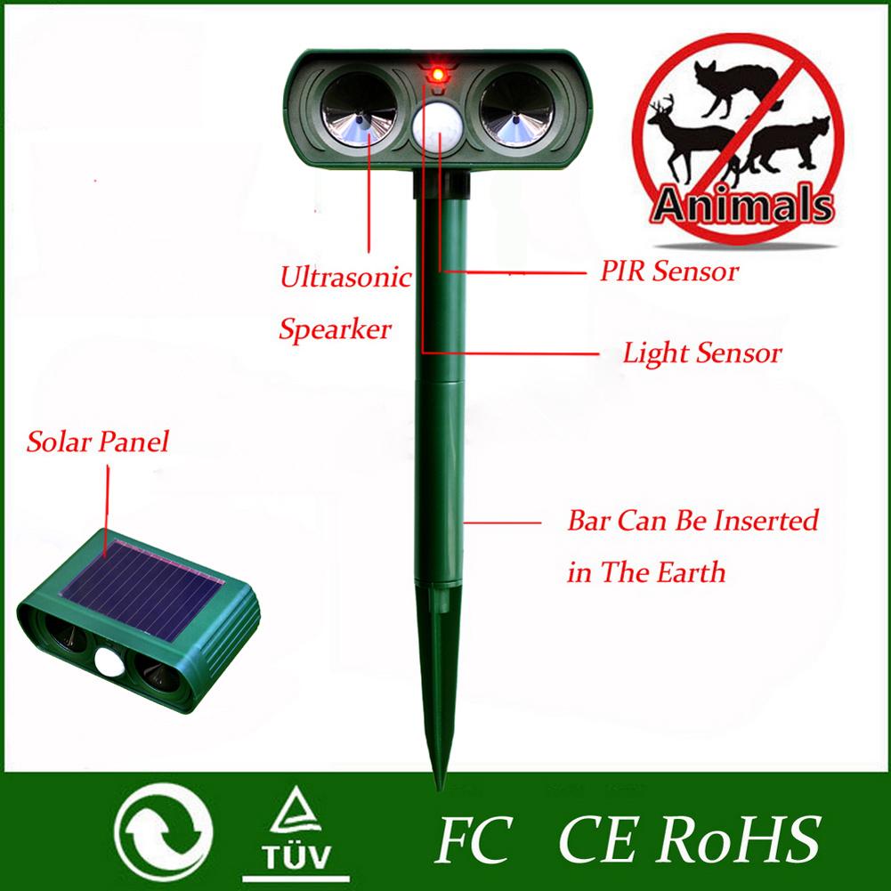 1/2pcs Solar Powered Ultrasonic Animal Repellents Dog Cat Deterrent Scarer Repellent for Outdoor Garden Courtyard