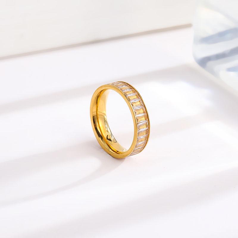 Women's Sparkly Inlaid Diamond Titanium Steel Ring - Trendy Luxury Index Finger Jewelry