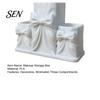 Aesthetic Desk Decor for Girls 3D Printed Makeup Storage Box with Bow Design, Desktop Cosmetic Organizer Cosmetics Vanity Table, Three Compartments