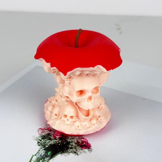 Halloween Fruit Core Skull Statue Creepy 3D Printed Skull Fruit Figurine for Indoor Home Living Room Office Desk Decor