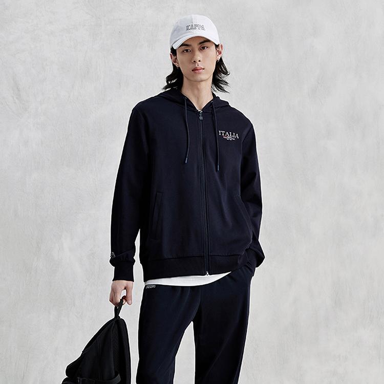 Kappa 1916 Series Retro Zip-Up Hoodie Sports Jacket Casual Long Sleeve Sweatshirt Men hoodies Dark-Night-Blue Black K0E32MK01