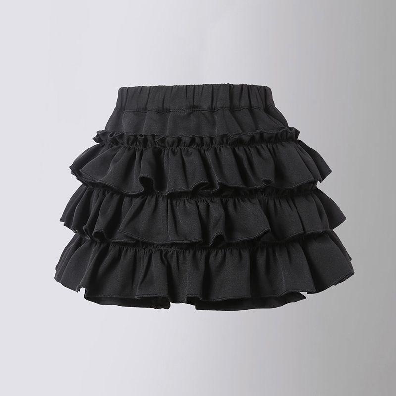 Flickors Moderiktiga Plisserade Puffiga Kjol: Vår & Sommar Collegestil