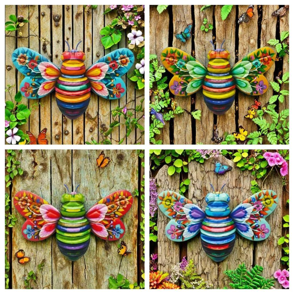 Cute Wall Hanging Sculpture Creative Garden Statue Art Bee Wall Ornament  Patio