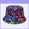 Cartoon Anime Fishman Flat Top Bucket Hat With Breathable Cotton For Spring Summer Casual Wear