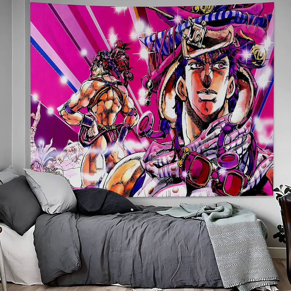 Anime JoJos Bizarre Adventure Tapiz de Pared Grande Impreso Decoración de Pared de Buda Indio Brujería Bohemia Hippie Arte de Pared