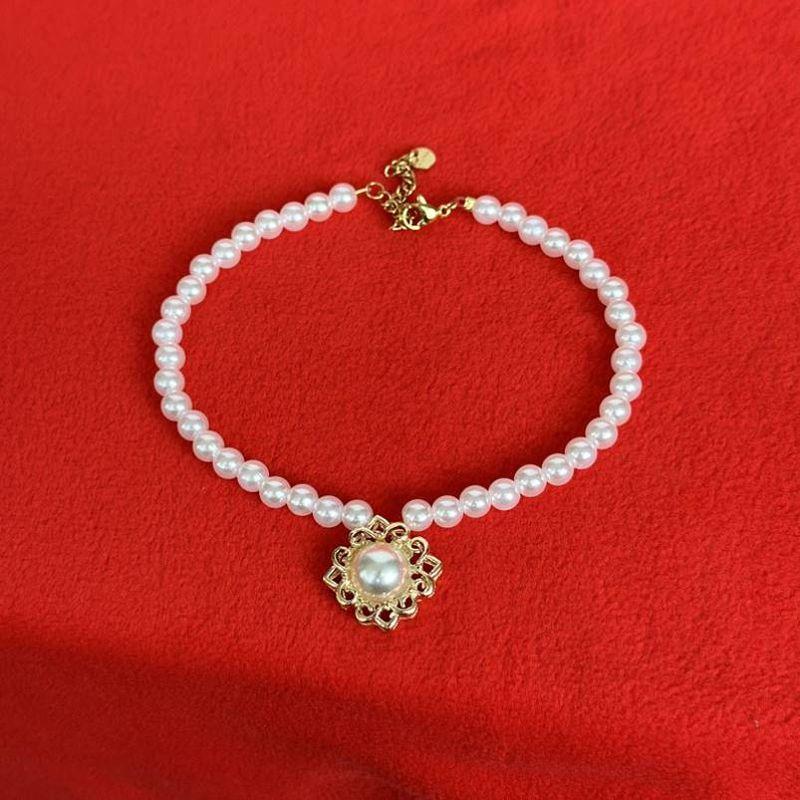 

Эксклюзивное для кошек Ожерелье Жемчужный ошейник Товары для питомцев Украшение Ретро Драгоценный камень Немецкая Абиссинская кошка Орнамент Ultra small [16cm]] Pearl White