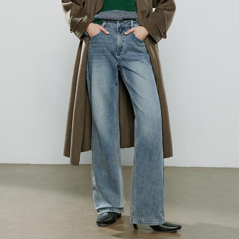 Chuyu Women's Mid-Low Waist Lycra Straight-Leg Jeans