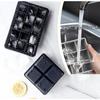 YFFSFDC Silicone Ice Tray with Lid, Square Ice, Large Ice, Freezer Storage, Square Ice, Home Drinking, 4-Cavity Ice Maker (Gray)