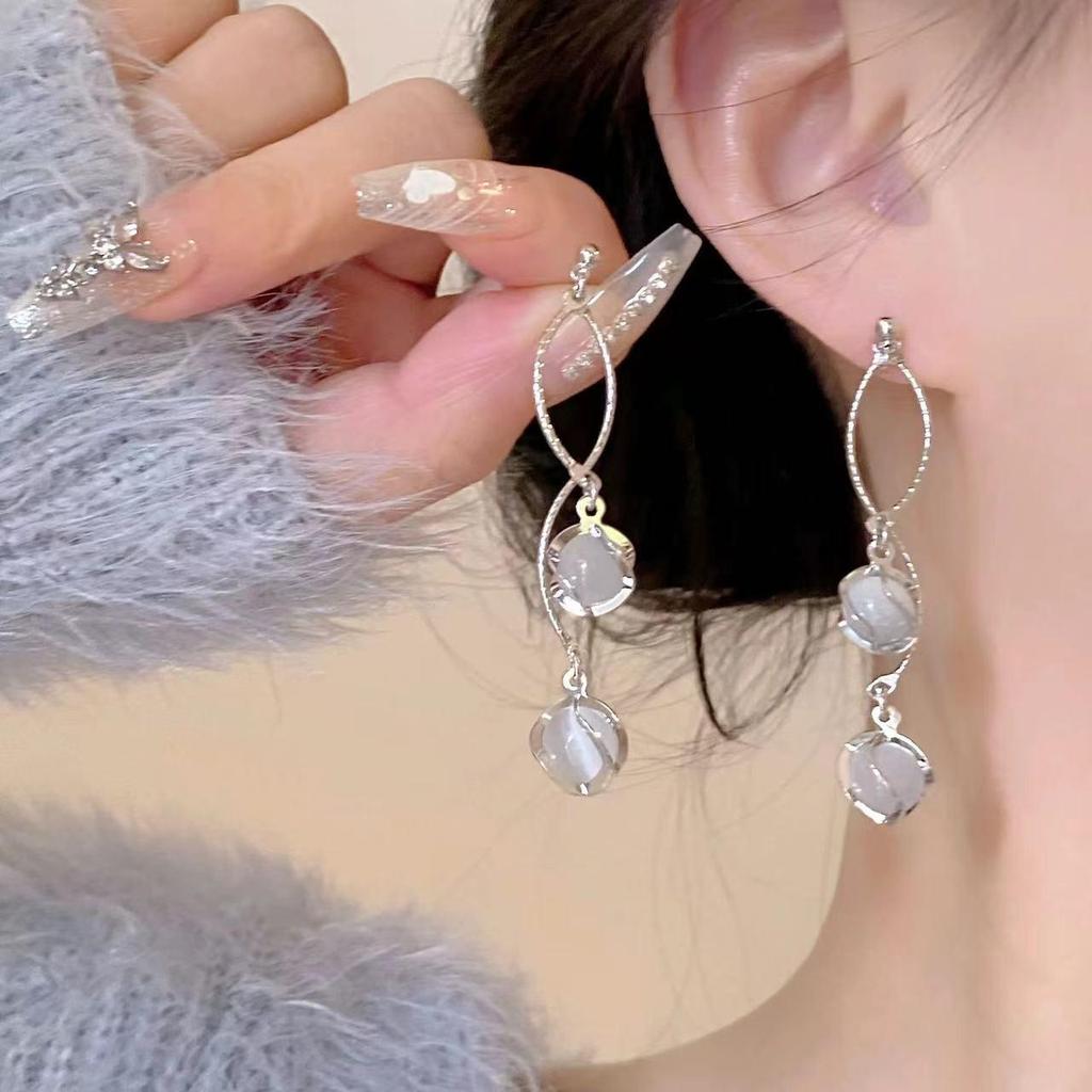 Elegant Bow-Knot Tassel Alloy Earrings for Women's 2025 Spring/Summer