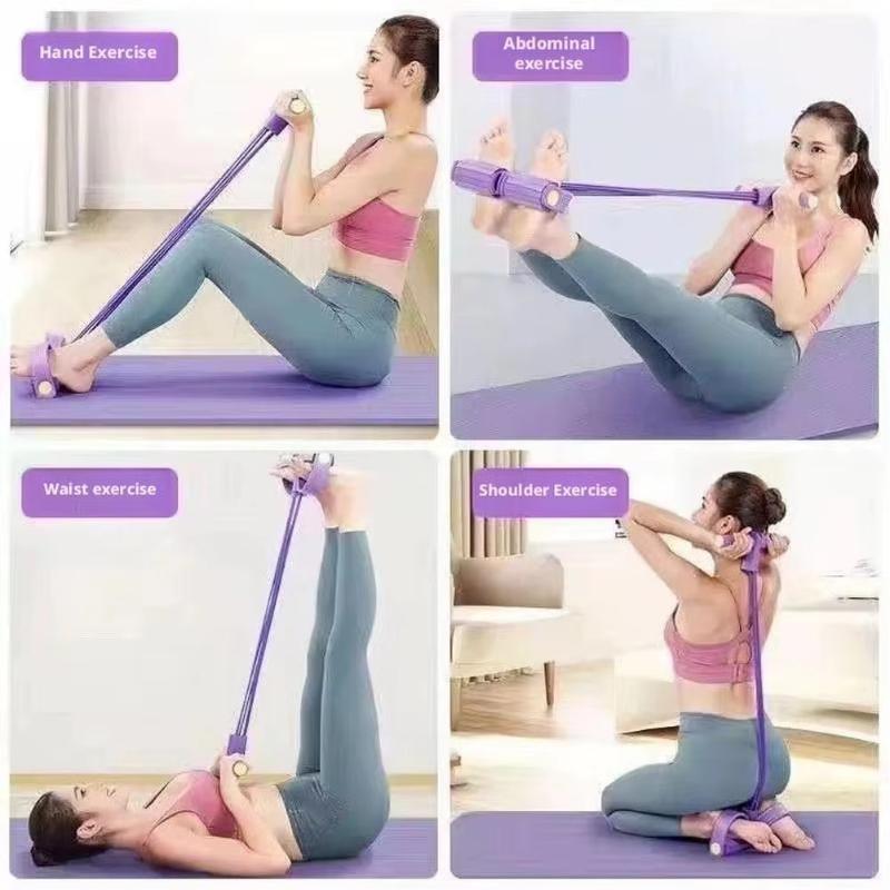 6-tube Resistance Band Multi Function Tension Rope Fitness Bands 6-tube Elastic Yoga Pedal Puller for Sports Exercises at Gym