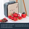 Portable Ceramic Tea Set with Tray - Custom Engraved Anniversary Gift