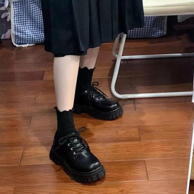 Women's Japanese Style Ruffle Lace Mid-Calf Socks - Trendy, Cute, Solid Color Summer Design