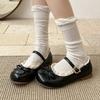 Retro lace bow flat-soled small leather shoes women's 2025 new spring and autumn skirt French soft-soled Mary Jane shoes
