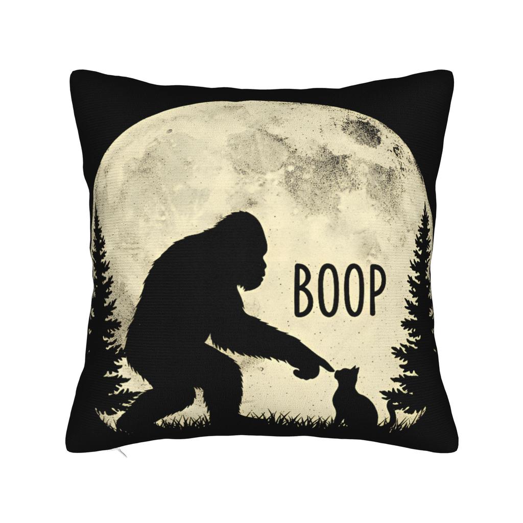 Fun Hand Boop Nose Bigfoot Cat Under Full Moon Night Lovers Pillow Case Comfy Pillow Cover For Wedding Party Trendy Pillowcases
