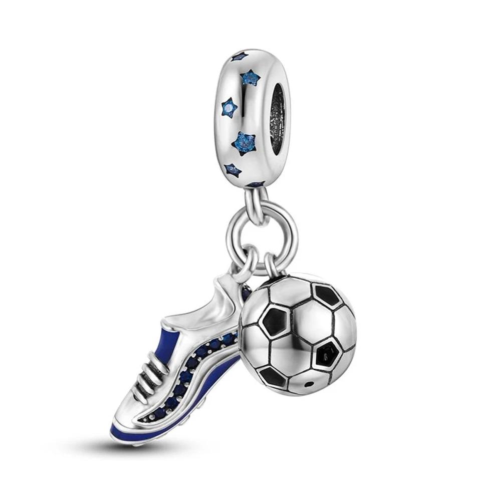 

Charm Beads Copper Plated Sports Football Shoes And Football Pendants Suitable For Original Bracelet Bead Women Jewellery Making белый