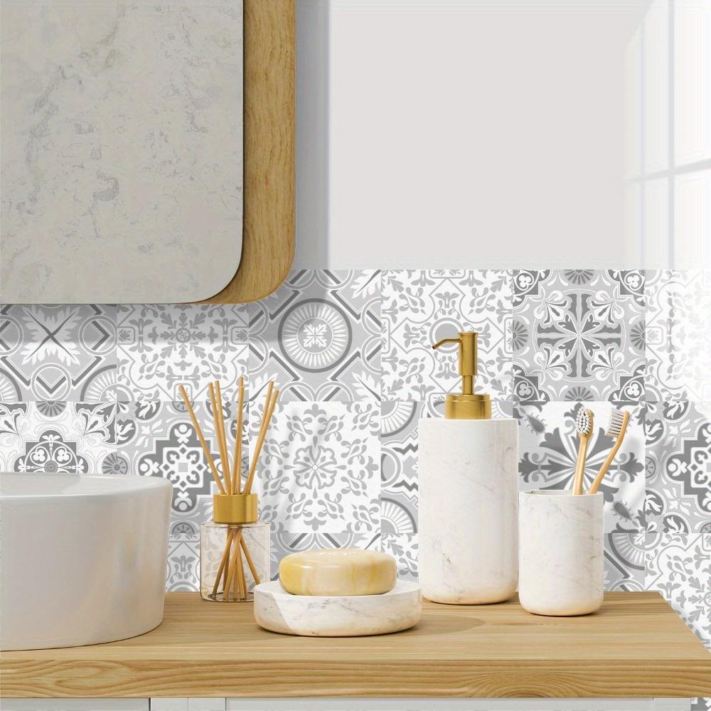 10pcs Mexican Tile Stickers Self-Adhesive Light Color Waterproof Wall Stickers Floor Sticker for Bedroom Kitchen Bathroom Stairs Garden Floor