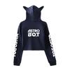 Streetwear Women Sexy Astro Bot Print Cropped Sweatshirts Oversize Loose Pullovers Spring Korean Casual Tops