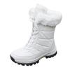 Fashion Women Snow Boots Warm Plush Comfortable Platform Shoes Lady Lace-up Mid-Calf White Boots Outdoor Non-slip Winter Shoes Botines