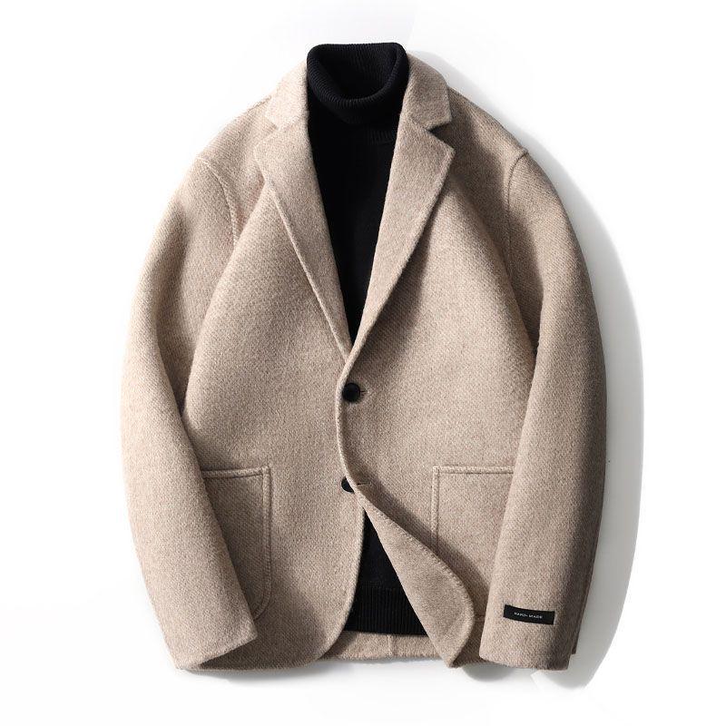 Men's Business Casual Woolen Lapel Coat - Autumn/Winter Trendy Outerwear, Thickened European American Fashion Jacket.