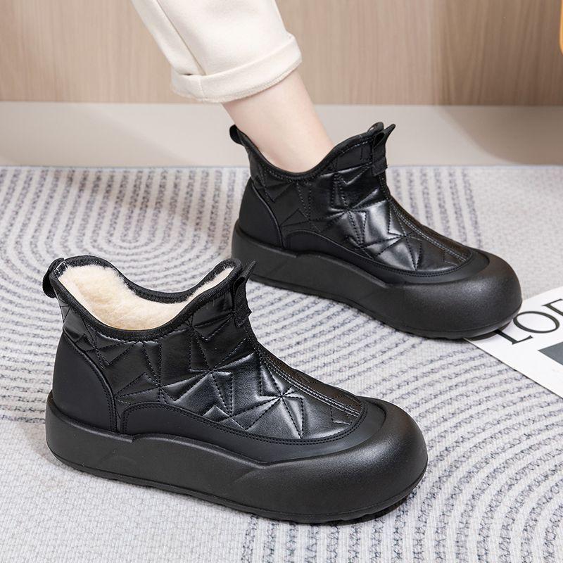 Modische Wasserdichte Klobige Damenschuhe Winter Runde Zehenpartie Damen Schneestiefel Rutschfest Bequem und Elegant Y2k Plüsch Warm Schick Knöchel