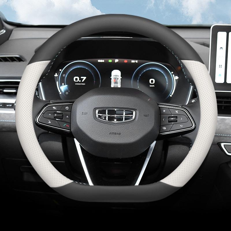 For Geely Emgrand 2019-2026 Car Steering Wheel Cover Napa Leather Ultra-thin Anti Slip Car Handle Covers Interior Accessories