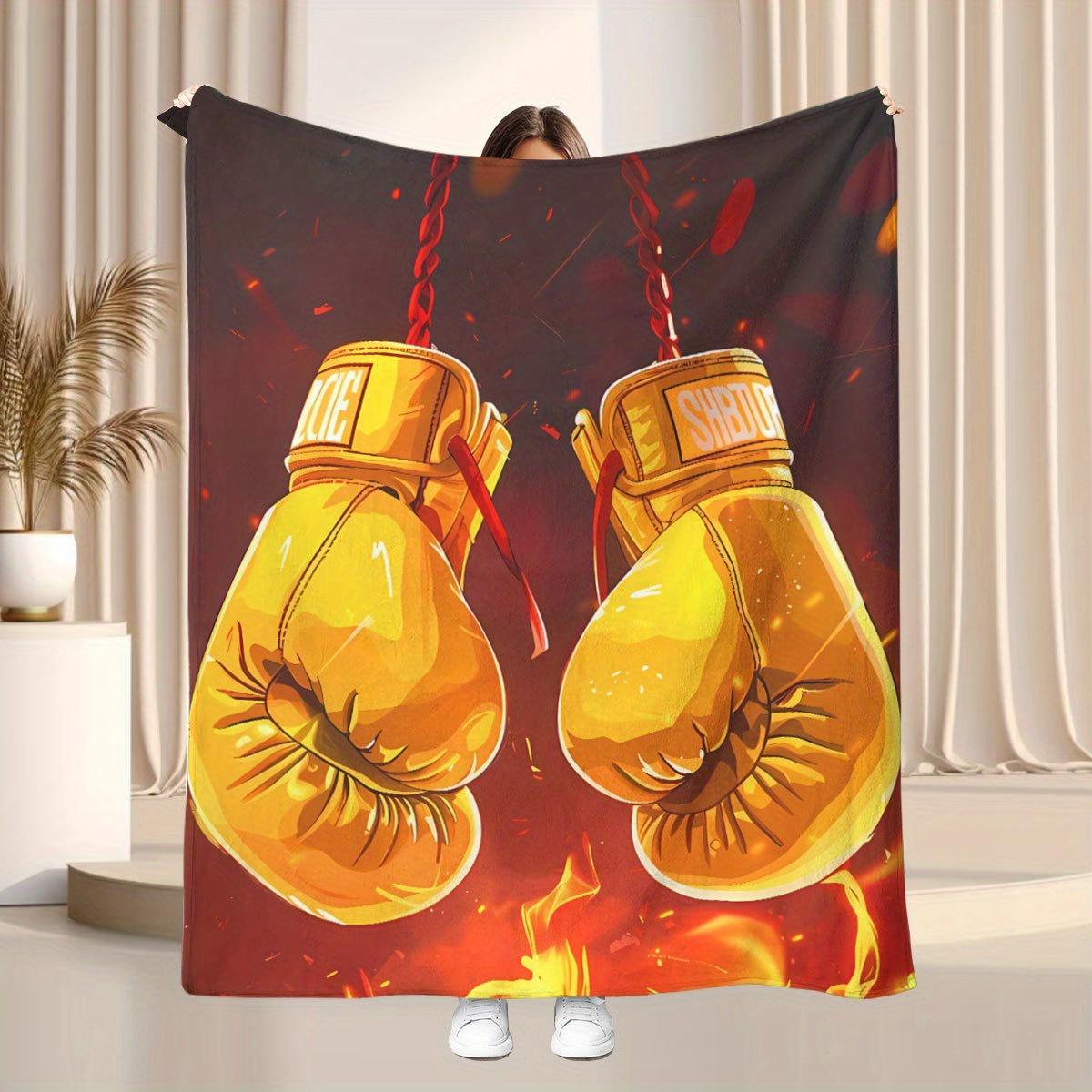 

Super Soft Boxing Gloves Flannel printed blanket suitable for all seasons suitable for living room office sofa and travel 75x100cm