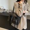 Commuter Vintage Underarm Bag Women's Bow Double Pocket Tote Bag Large Capacity Shoulder Bag