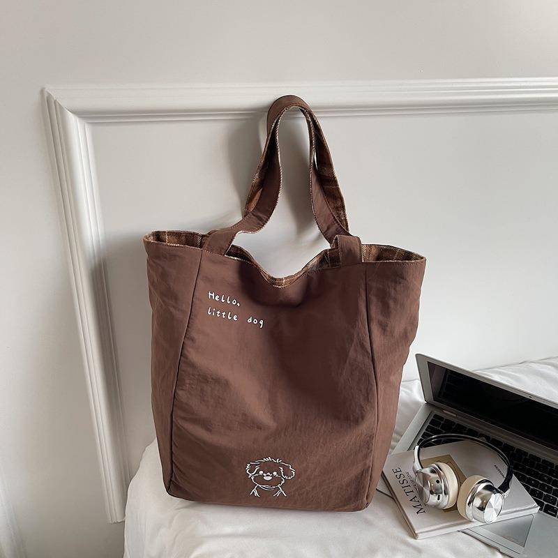 

Осень новая клетчатая холщовая сумка большой вместимости модная и простая женская повседневная модная литературная сумка через плечо коричневый