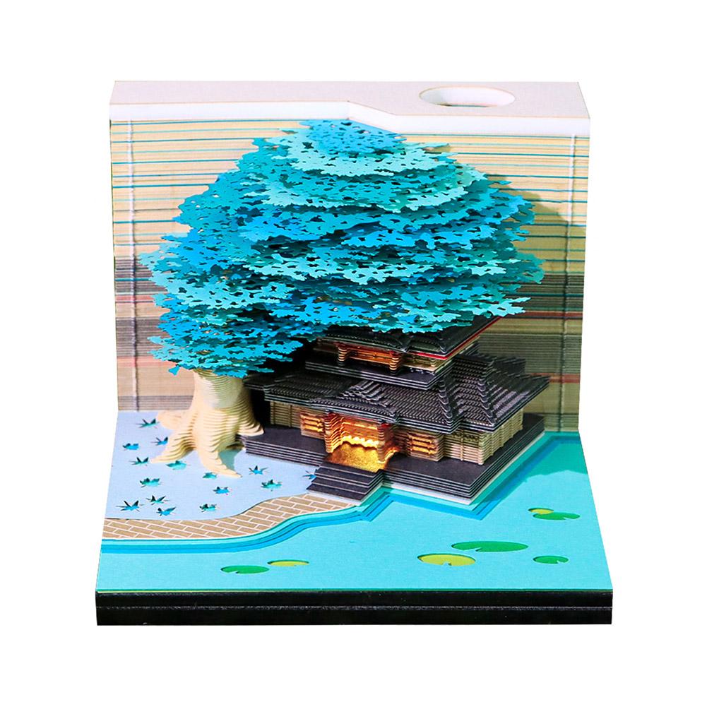 3D Paper Sculpture Weekly Calendar English Version With Lights Treehouse Notebook Desktop Decoration Tourist Commemorative Gift