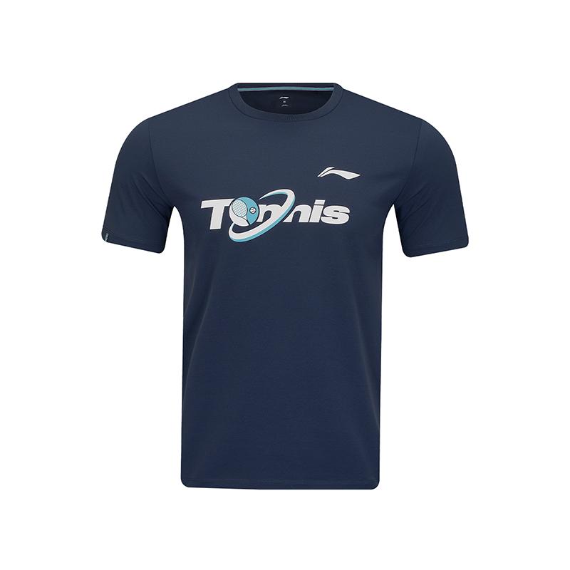 Li Ning T Shirts Unisex Dark Ship Blue Crew Neck AHSUF79-2 M